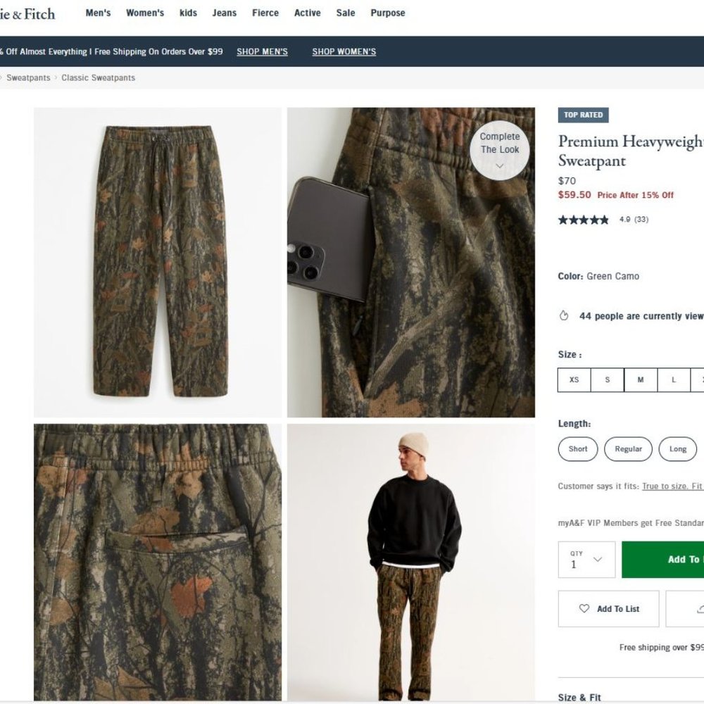 Abercrombie Fitch Premium Heavyweight Loose Sweatpant